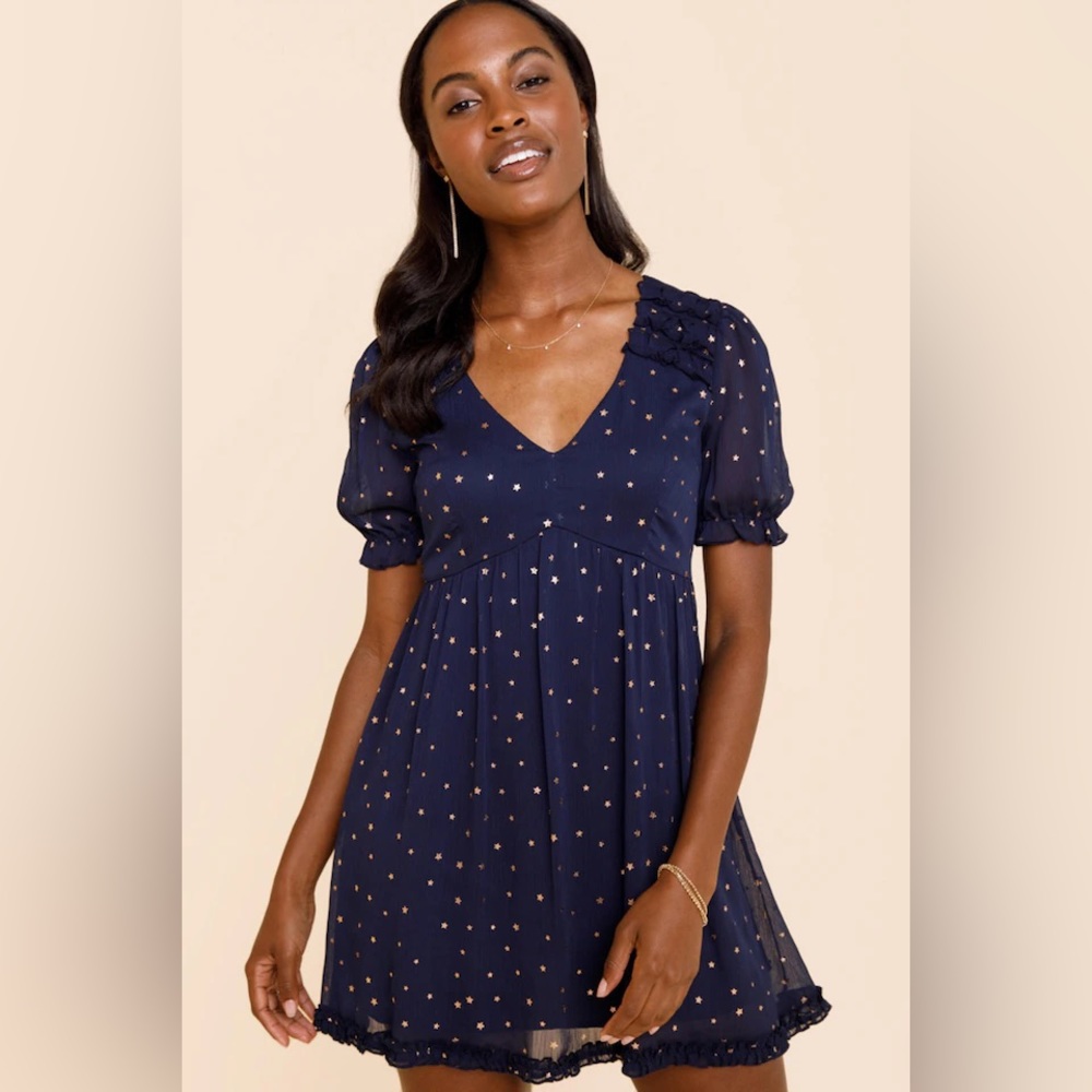 Navy Blue with Rose Gold Stars Dress
